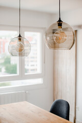 modern design lamps to decorate an apartment. Vintage decoration and modern decoration concept.  neutral tones in apartment.
