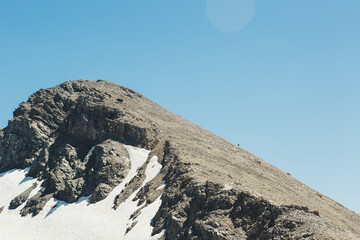 Backpacking in the mountains in the Caucasus, the pass Fedoseyev