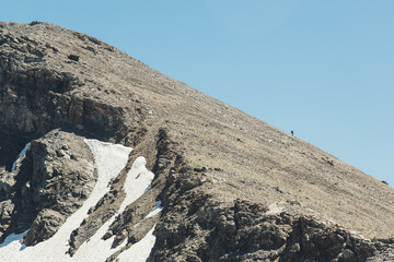 Backpacking in the mountains in the Caucasus, the pass Fedoseyev