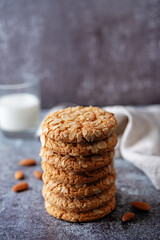 Cookies with almond with glass of milk