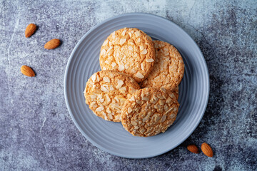 Cookies with almond with glass of milk
