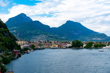 Fototapeta na wymiar Italy, Trentino, Riva del Garda - 26 July 2020 - Enchanting view of Riva del Garda