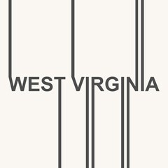 Image relative to USA travel. West Virginia state name in geometry style design. Creative vintage typography poster concept.