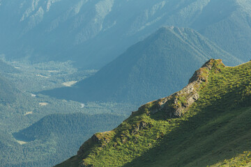 Backpacking in the mountains in the Caucasus Arkhyz in Russia