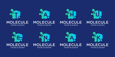 Set of creative abstract monogram molecule technology