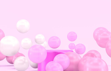 Winter Christmas scene with a podium backdrop for product display. 3d render.