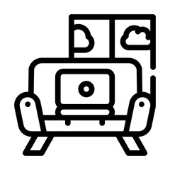 working on couch line icon vector illustration