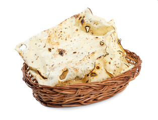 Indian Snack Dish Roasted Papad Also Know as Papadum or Crackers Isolated on White Background