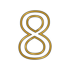 Gold number eight symbol.