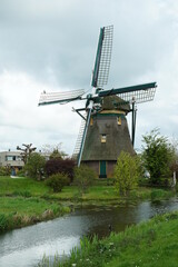 Fototapeta premium Zijlaan Mill, Zijllaanmolen, Windmill in Leiderdorp, Netherlands, April 2017 