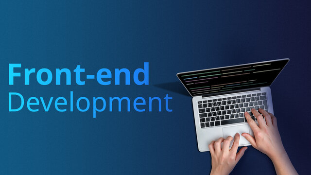 Concept front-end development with person and laptop