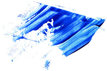 Acrylic stain blue smear element on white background isolated