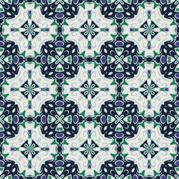 Creative style color abstract geometric pattern in white black violet green, vector seamless, can be used for printing onto fabric, interior, design, textile