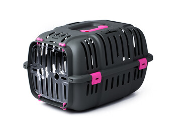 Animal carrier cage isolated on white background
