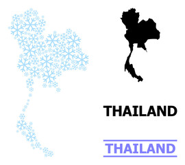 Vector mosaic map of Thailand created for New Year, Christmas celebration, and winter. Mosaic map of Thailand is created of light blue snow. Design template for patriotic and New Year applications.
