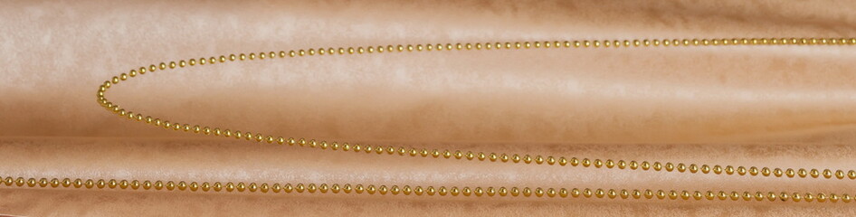 Gold beads on a background of curtains