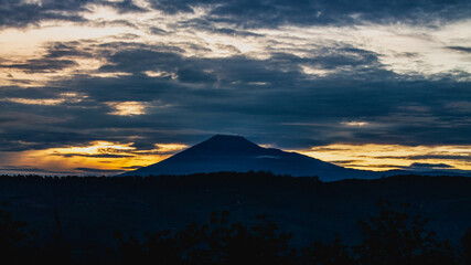 Morning twilight came from behind the mountain