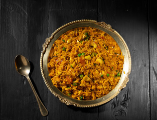 Indian Cuisine Food Kashmiri Pulao is A Delicious Rice Preparation Where Rice is Cooked in Milk and is Loaded With Dry Fruits And Vegetables