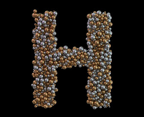 Light gold letter H on the background. 3D