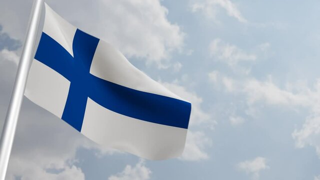 Finland Flag with 3D Rendering Closeup Cinematic. 4K