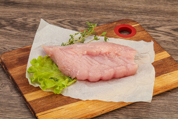 Raw turkey breast steak for cooking