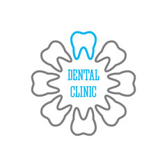 Dental care icon. Tooth icon. Logo for dental clinic. Vector outline illustration.