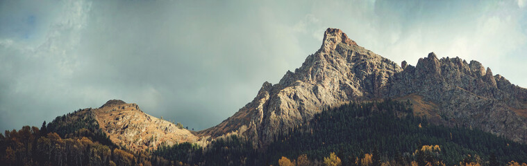 Autumn panorama peak "Zakan" in the Western Caucasus