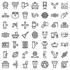 Sewerage icons set. Outline set of sewerage vector icons for web design isolated on white background