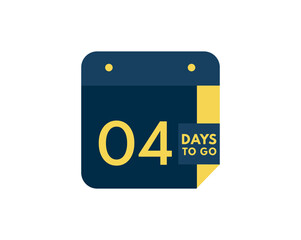 Fototapeta premium 4 days to go calendar icon on white background, 4 days countdown, Countdown left days banner image