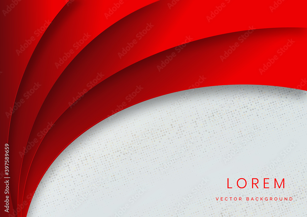 Aufkleber abstract red background curve line layer on white space for text.