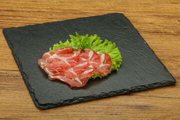 Smoked pork neck slices snack