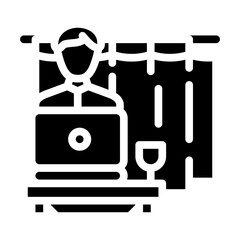 working at home glyph icon vector illustration