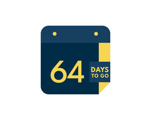 64 days to go calendar icon on white background, 64 days countdown, Countdown left days banner image