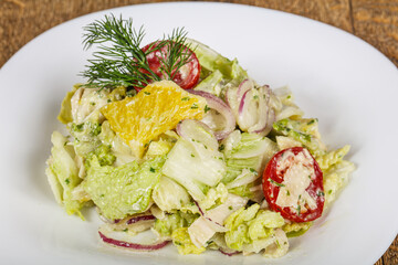 Salad with chicken and orange