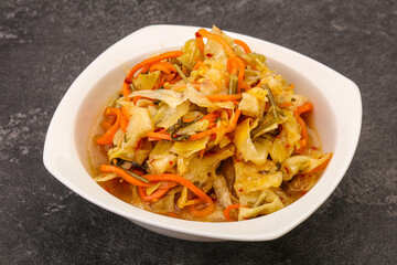 Spicy pickled cabbage with carrot