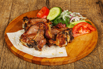 Grilled lamb barbeque served vegetables