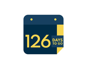126 days to go calendar icon on white background, 126 days countdown, Countdown left days banner image