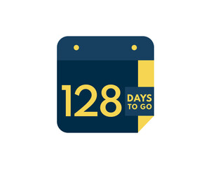 128 days to go calendar icon on white background, 128 days countdown, Countdown left days banner image