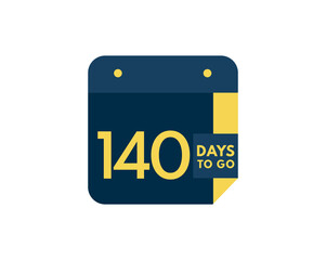 140 days to go calendar icon on white background, 140 days countdown, Countdown left days banner image