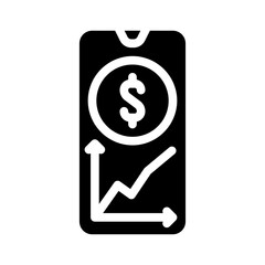 financial market monitoring mobile app glyph icon vector illustration