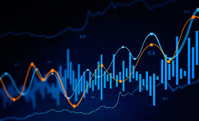 Stock market and financial graph over blue background
