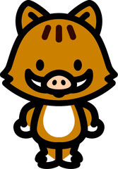 かわいいイノシシのキャラクター
