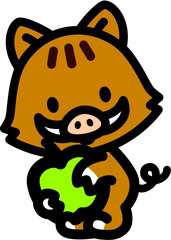 かわいいイノシシのキャラクター