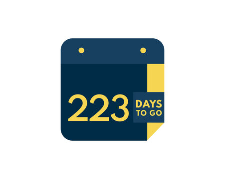223 days to go calendar icon on white background, 223 days countdown, Countdown left days banner image