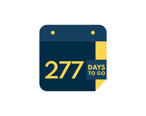 277 days to go calendar icon on white background, 277 days countdown, Countdown left days banner image