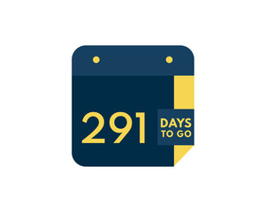 291 days to go calendar icon on white background, 291 days countdown, Countdown left days banner image