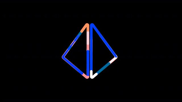 Circles gather in symbol dice d4. After it crumbles in a line and moves to the camera. Alpha channel black
