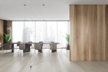 Wooden office meeting room interior