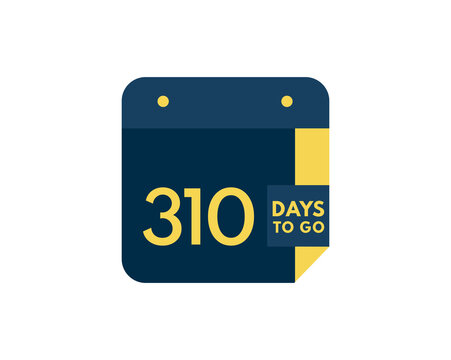 310 days to go calendar icon on white background, 310 days countdown, Countdown left days banner image