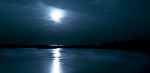 Fototapeta na wymiar night sky and water